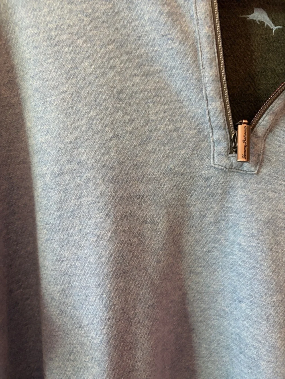 Tommy Bahama Flipshore reversable  Men’s half Zip sweater blue/ grey. XL